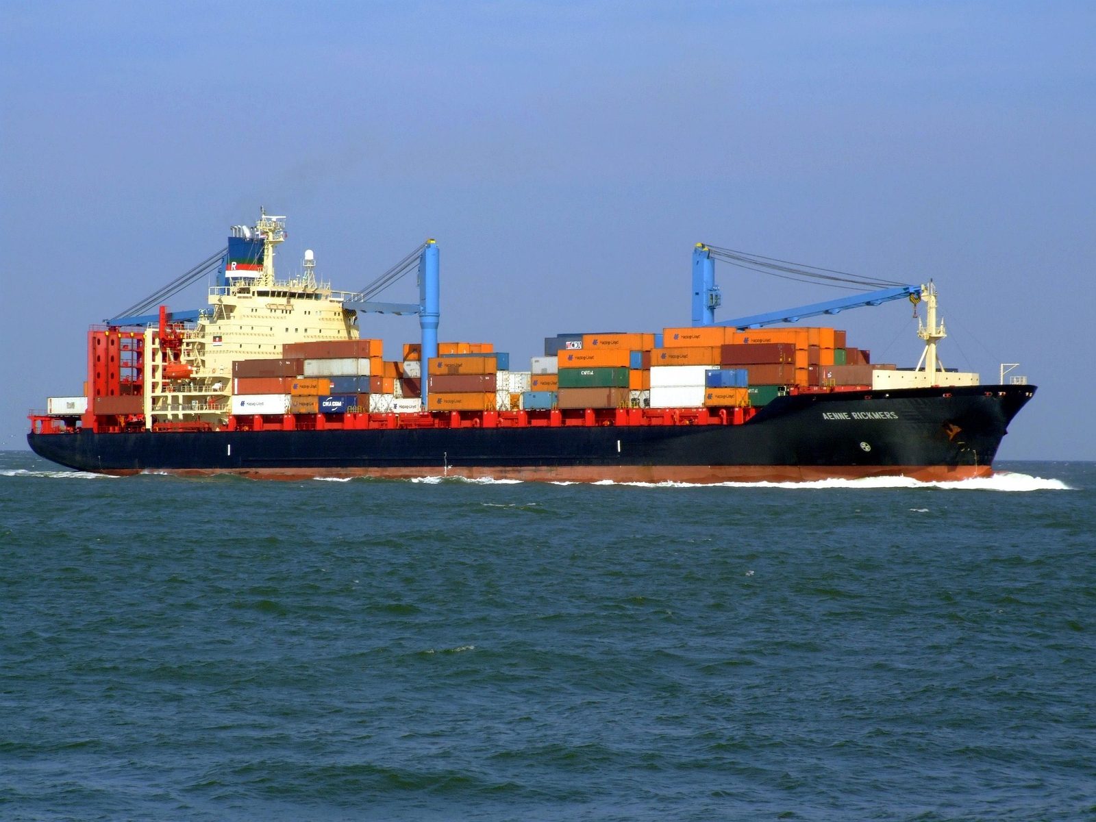 Container ship carrying freight